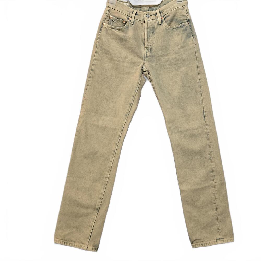 Levi’s Premium Women’s 501 Skinny Jeans 24x30 Cloudy Khaki Button Fly - Picture 2 of 9